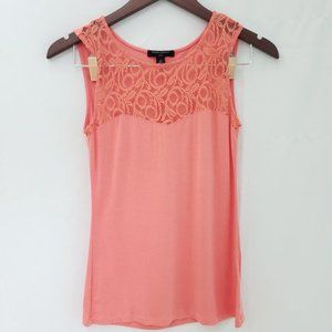 Banana Republic - Coral Sleeveless Blouse w/Lace